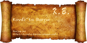 Kováts Barna névjegykártya