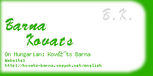 barna kovats business card